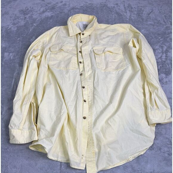 L.L. Bean Long Sleeve Fishing Button Down Shirt Men's Size XLT Yellow Outdoor - Picture 1 of 9